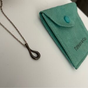 TIFFANY Sterling Silver Elsa Peretti Open Tear Drop Pendant Necklace